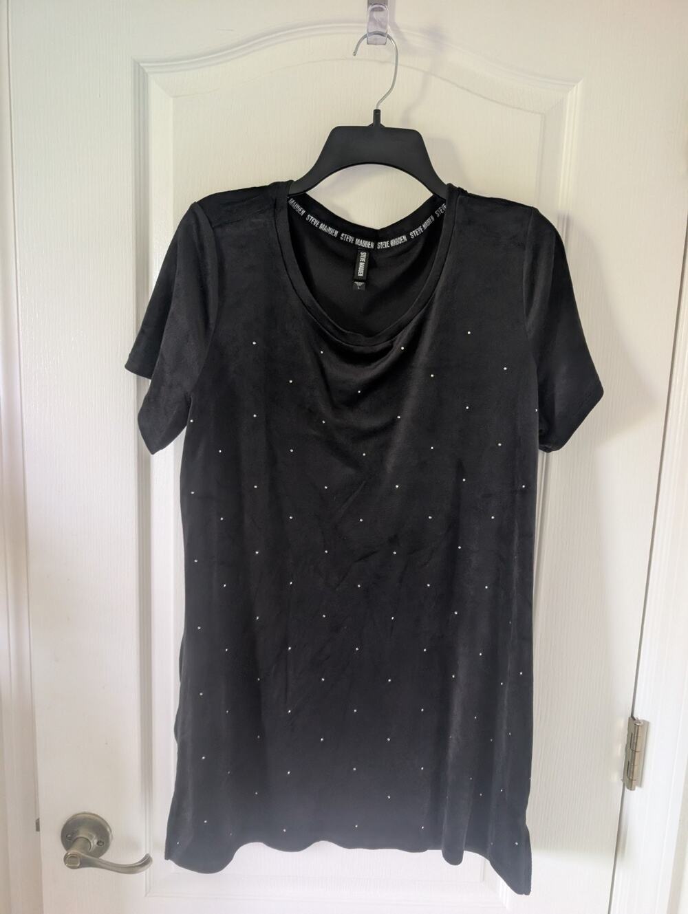 Women's Steve Madden Black Velour dress with Rhinestone's Large